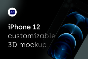 AE模板 创意苹果手机iPhone 12 Pro广告APP界面设计屏幕动态演示素材