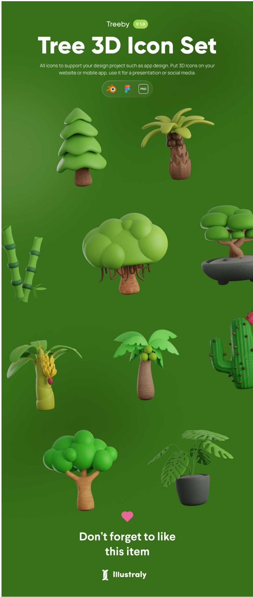 10款高级自然生态园艺树木植物3D图标Icons设计素材合集_琦美素材库，让您的设计少走弯路~