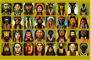 100幅神秘土著原始部落首领祖先人物头像手绘插画JPG背景图设计素材