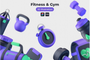 20款高级健身体育锻炼运动3D图标Icons设计素材包