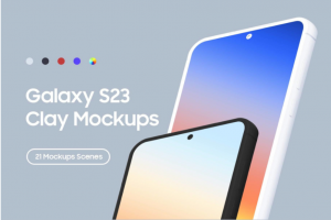 21款时尚陶瓷安卓三星Galaxy S23手机APP界面广告设计屏幕演示样机PSD模板素材
