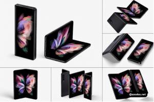 23款时尚三星Galaxy Z折叠手机APP界面广告海报设计PS贴图样机模板素材