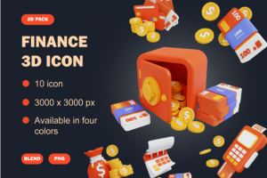 40款3D立体金融货币财务理财图标Icons设计素材合集
