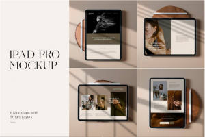 6款时尚优雅网站APP界面设计作品集展示苹果iPad Pro平板电脑屏幕演示PS样机模板