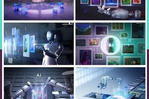 13款互联网科技AI绘画人工智能机器人机械臂网络创意海报素材设计模板