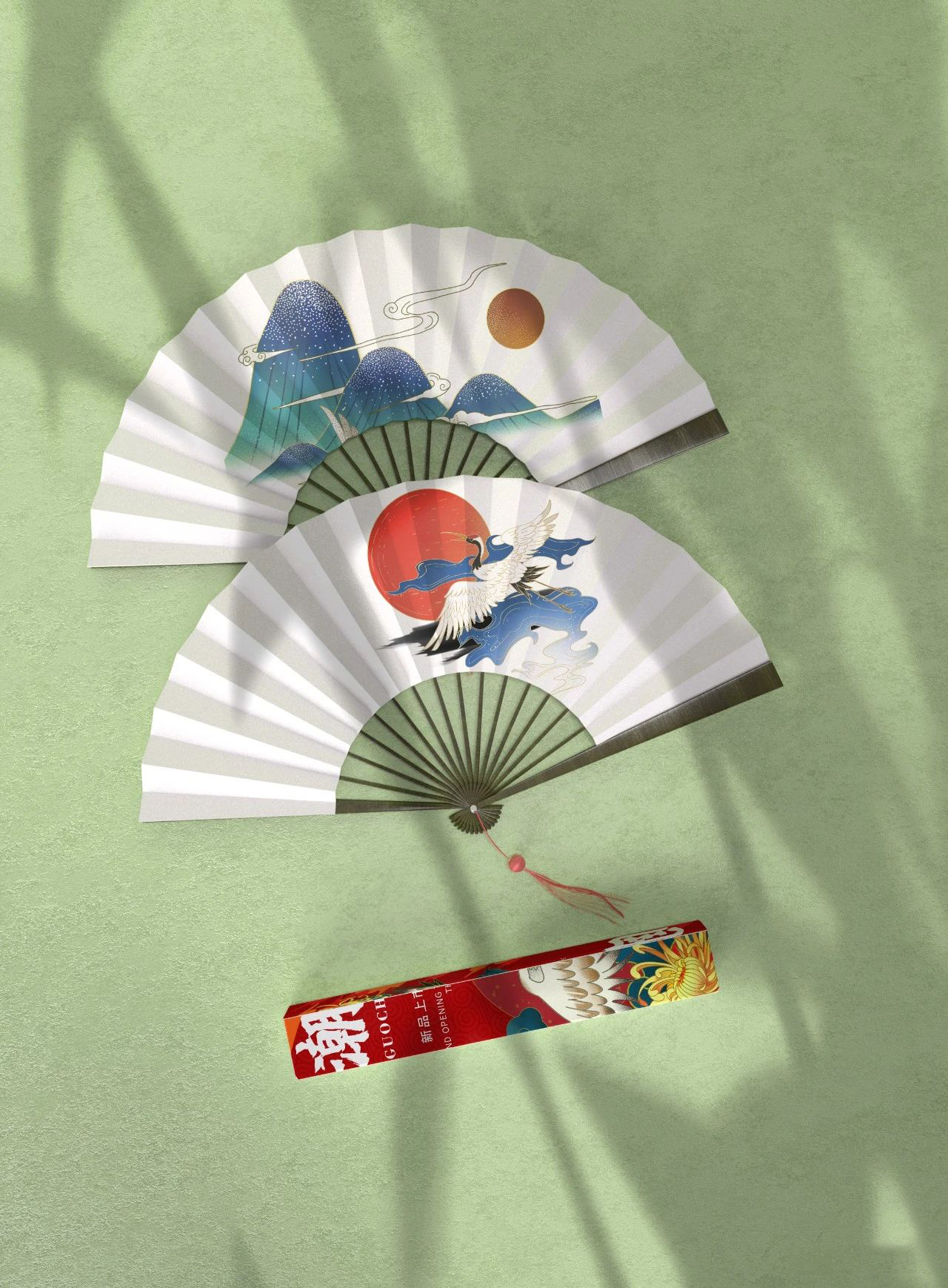 20款古风国潮风复古扇子纸扇团扇文创VI效果图PSD贴图样机PS设计素材_琦美素材库，让您的设计少走弯路~