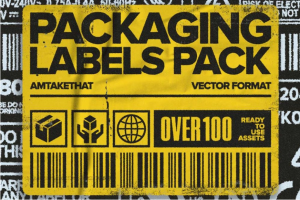 100+款商品产品包装盒安全注意标识标签贴纸设计AI矢量素材合集包
