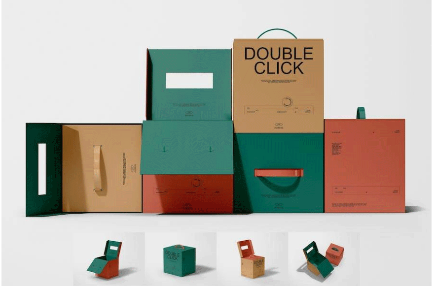 时尚方形产品包装纸盒外观设计展示效果图PSD样机合集素材