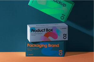 时尚长方形产品包装纸盒外观设计展示效果图PSD样机模板
