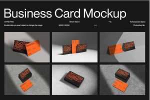12款时尚混凝土背景商务个人名片卡片设计展示贴图PSD样机模板