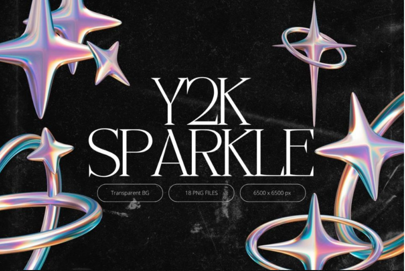18款复古Y2K风3D立体全息镀铬抽象艺术几何图形PNG免抠图设计素材_琦美素材库,让您的设计少走弯路~