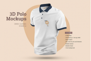 8款时尚马球T恤Polo衫图案印花设计PS展示贴图样机模板素材