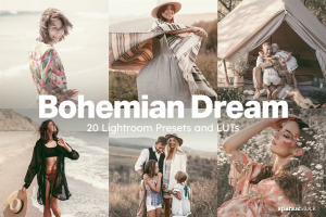 20款波西米亚梦想时尚人像摄影Lightroom预设及视频调色LUT预设