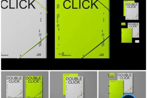 3款品牌笔记本画册书籍杂志名片VI效果展示贴图文创样机PSD设计素材