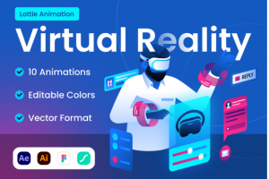 10款时尚未来科技虚拟现实VR动画插图插画AI_AE设计素材包