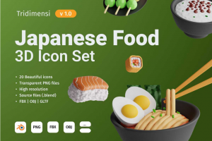 20款3D立体卡通日本美食寿司小吃点心甜品插图插画png免抠素材