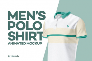 时尚360度男子半袖PoloT恤衫印花图案设计展示贴图PSD样机模板素材