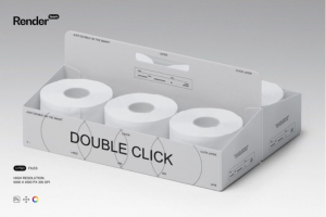 逼真卫生纸面巾纸包装盒外观设计PS智能贴图样机模板素材