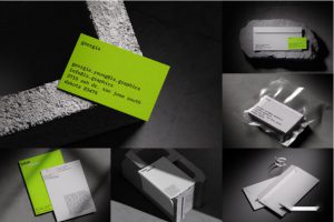 16款工业风混凝土背景品牌LOGO设计信封名片画册信纸展示贴图PSD样机模板