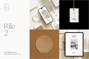 20款优雅北欧风品牌VI设计iPhone手机吊牌胶带文件袋展示贴图PSD样机模板