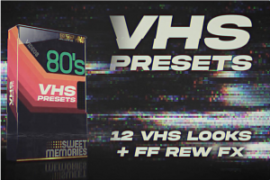 PR预设 逼真复古80年代VHS信号故障效果视频转场特效包