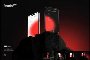 未来工业黑化风苹果iPhone 14 Pro屏幕演示展示贴图PSD样机模板