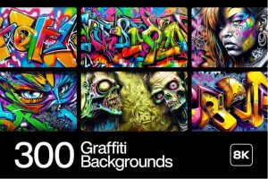 300款嘻哈HipHop街头涂鸦绘画喷漆墙绘艺术品挂画4K高清图片素材