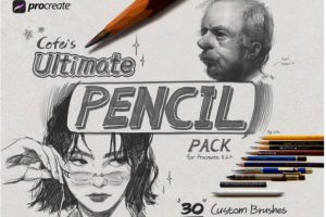 30款逼真铅笔素描线条绘画艺术Ipad Procreate笔刷设计素材包