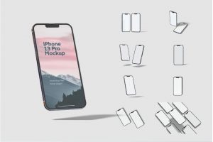 多角度高品质的iPhone 13 Pro APP UI样机展示模型mockups素材PSD源文件
