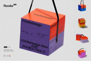 时尚节日礼品月饼天地盖包装纸盒设计展示效果图PS样机模板