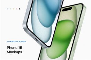 21款苹果iPhone 15 Pro手机屏幕APP界面设计展示贴图PSD样机模板