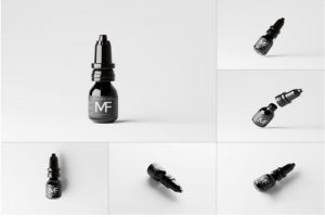 8款时尚黑色药物鼻喷剂雾瓶设计展示效果图PSD样机