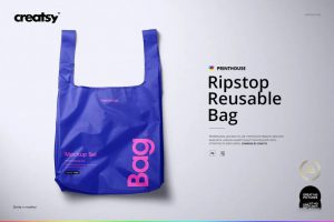 环保手提袋尼龙塑料袋购物袋效果展示PSD智能贴图样机PS设计素材