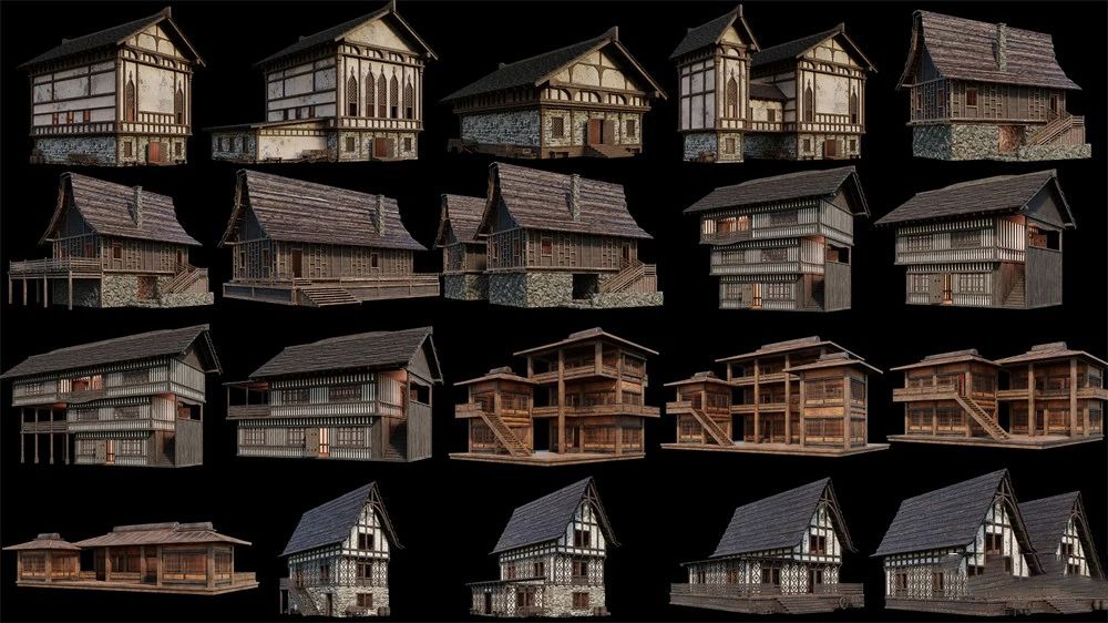 200款古老中世纪房屋3D建筑模型,Blend、FBX格式带4K PBR纹理贴图_琦美素材库,让您的设计少走弯路~
