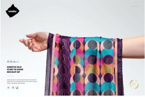 7款时尚真丝丝绸围巾纱巾印花图案设计展示贴图PSD样机模板