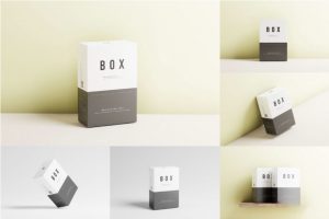 8款逼真方形产品包装纸盒外观设计PS智能贴图样机模板