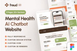 独特心理健康AI人工智能健康聊天机器人平台网页设计Figma模板素材