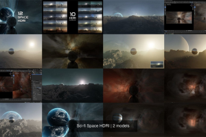 科幻太空+外星球风景HDRI纹理材质贴图素材