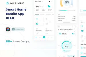 60+屏智能家居移动应用APP软件界面设计Figma模板套件