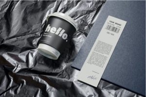 9款时尚逼真一次性外卖咖啡奶茶纸杯设计展示效果图PSD样机模板
