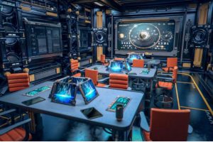 未来科幻赛博朋克HUD元素星际战舰学院室内设计3D模型