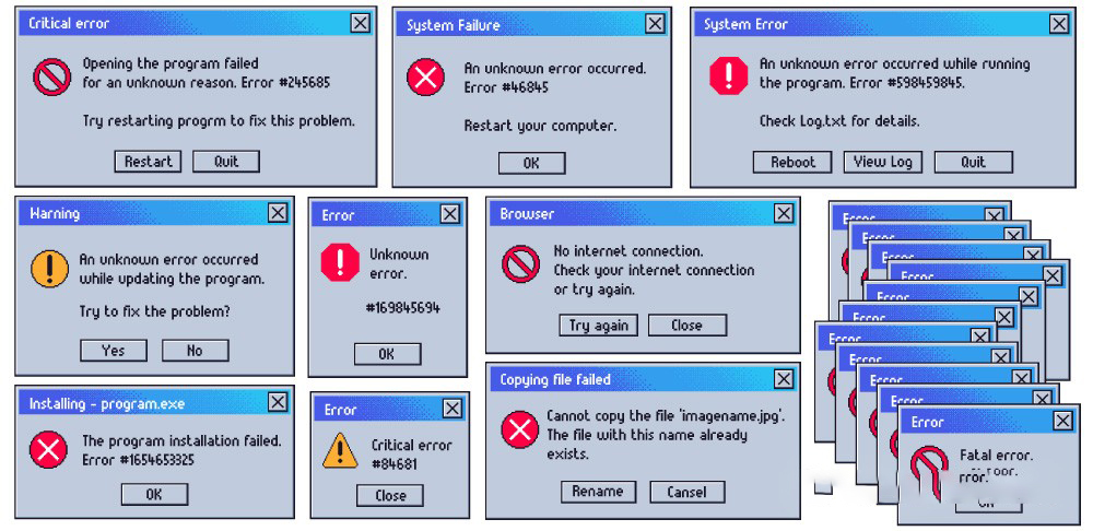 电脑Windows98风格系统弹出窗口框警告图标文件夹eps矢量弹窗素材_琦美素材库,让您的设计少走弯路~