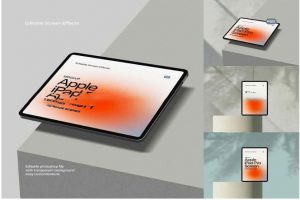 优雅阴影背景APP网站用户界面设计作品集展示效果图苹果iPad Pro平板电脑PSD样机模板