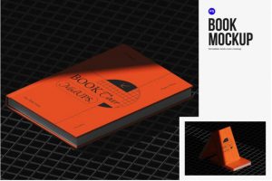 逼真硬皮精装书籍画册封面作品集设计展现效果图PSD样机模板