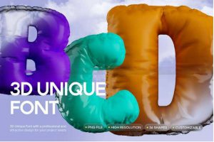 36款新年节日生日庆祝3D立体气球风格字母数字PNG免抠图设计素材