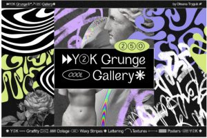复古Y2K千禧风街头涂鸦手绘线条波浪条纹划痕故障抽象艺术背景图片素材