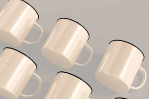 复古搪瓷杯马克杯咖啡杯水杯展示VI智能贴图PSD样机展示模板