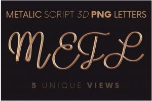 逼真金属铜线3D立体字母数字符号PNG免抠图设计素材
