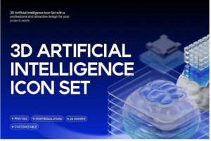 25款高级半透明AI人工智能机器人科技3D图标Icons设计素材合集