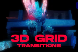PR模板-24种3D网格像素线条动画转过渡素材 3D Grid Transitions
